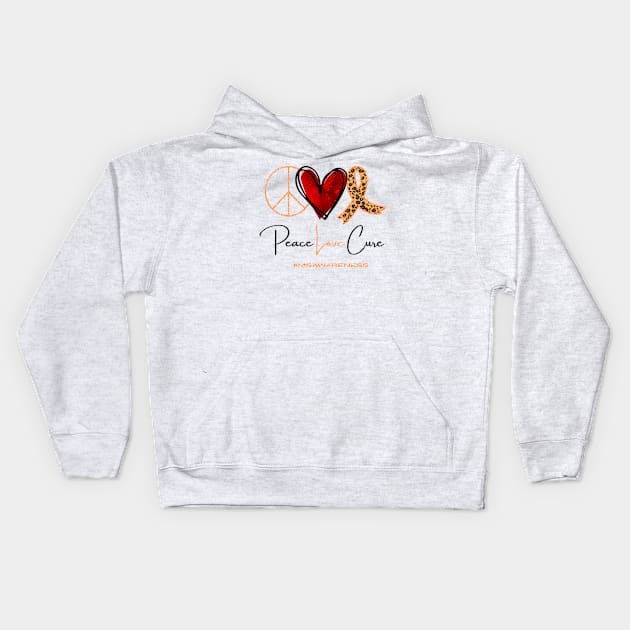 Peace Love Cure Heart Health Awareness Month Cancer Ribbon Kids Hoodie by _So who go sayit_